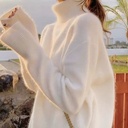 White Turtleneck Mink Velvet Sweater Women's Winter Thickened New Styish Loose Lazy Style Inner Base Shirt