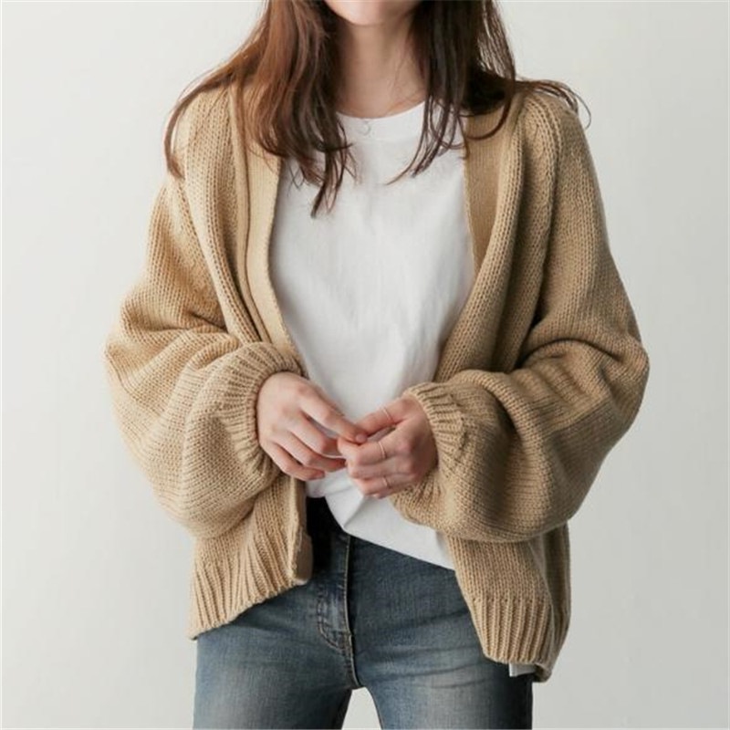 2019 Autumn and Winter Lazy Style Cardigan Internet Red Sweater Women's Loose Korean-style Short Student Sweater Coat Trendy