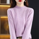 Knitted Bottoming Shirt Women's Spring Autumn and Winter New Western Style Half-turtleneck Sweater Long-sleeved Mid-collar Top
