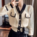 Factory Retro Chanel Style Knitted Cardigan Jacket Women Autumn Loose Sweater Women Base Shirt