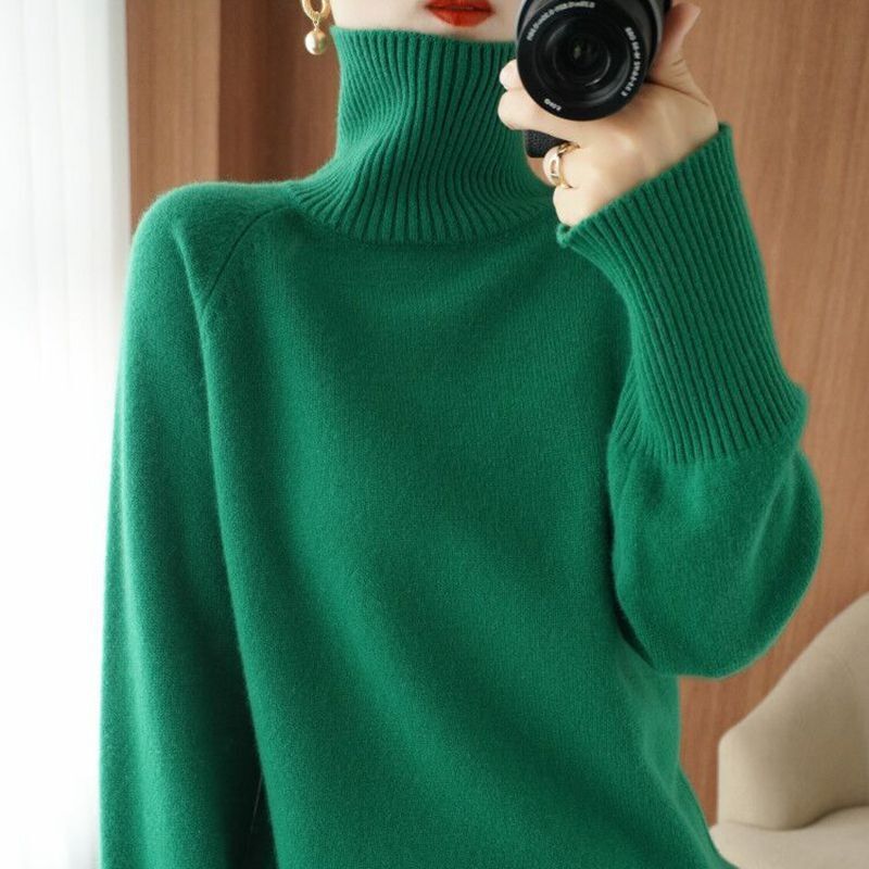 Heavy New Arrival Turtleneck Sweater Women's Thickened Loose Large Size Lazy Style Pullover Sweater Base Shirt Women's Outer Wear