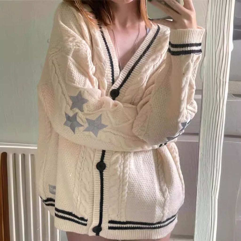 Women's Clothing Autumn and Winter Knitted Embroidered Cardigan Temperament Age-reducing Loose Casual Sweater