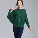 Korean Style Knitted Top Small Bat Sleeve Loose Autumn Slim-fit Pullover Solid Color Simple Elegant Off-collar Sweater