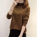 Autumn and Winter Women's Pullover Sweater Loose All-match Korean Fashionable Students Long-sleeved Half-turtleneck