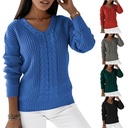 Women's Sweater Women's Long Sleeve V-neck Solid Color Twist Casual Pullover Top