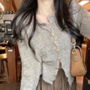 Soft Waxy Loop Yarn Furry Crewneck Sweater Cardigan Women's Autumn New Korean Loose Slim Jacket Women