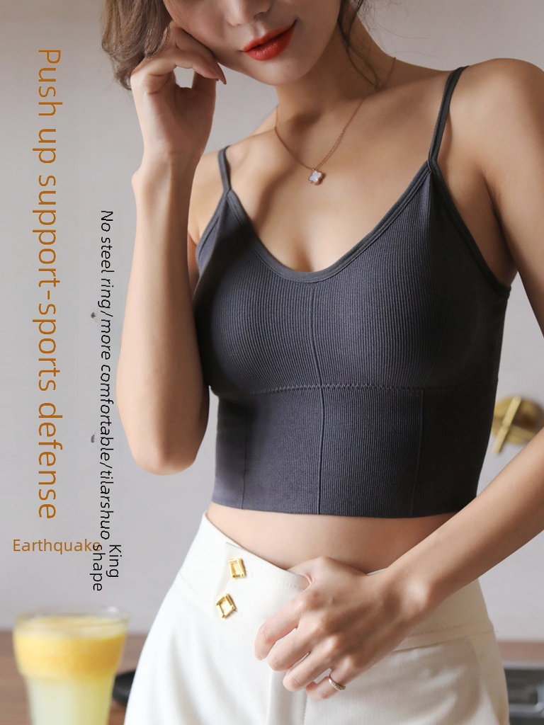 Genuine Kaka Mei Back U-shaped Internet Popular Abdominal Tinker Vest for Women in Summer with Base Band Chest Pad Small Sling Outer Wear Small Back