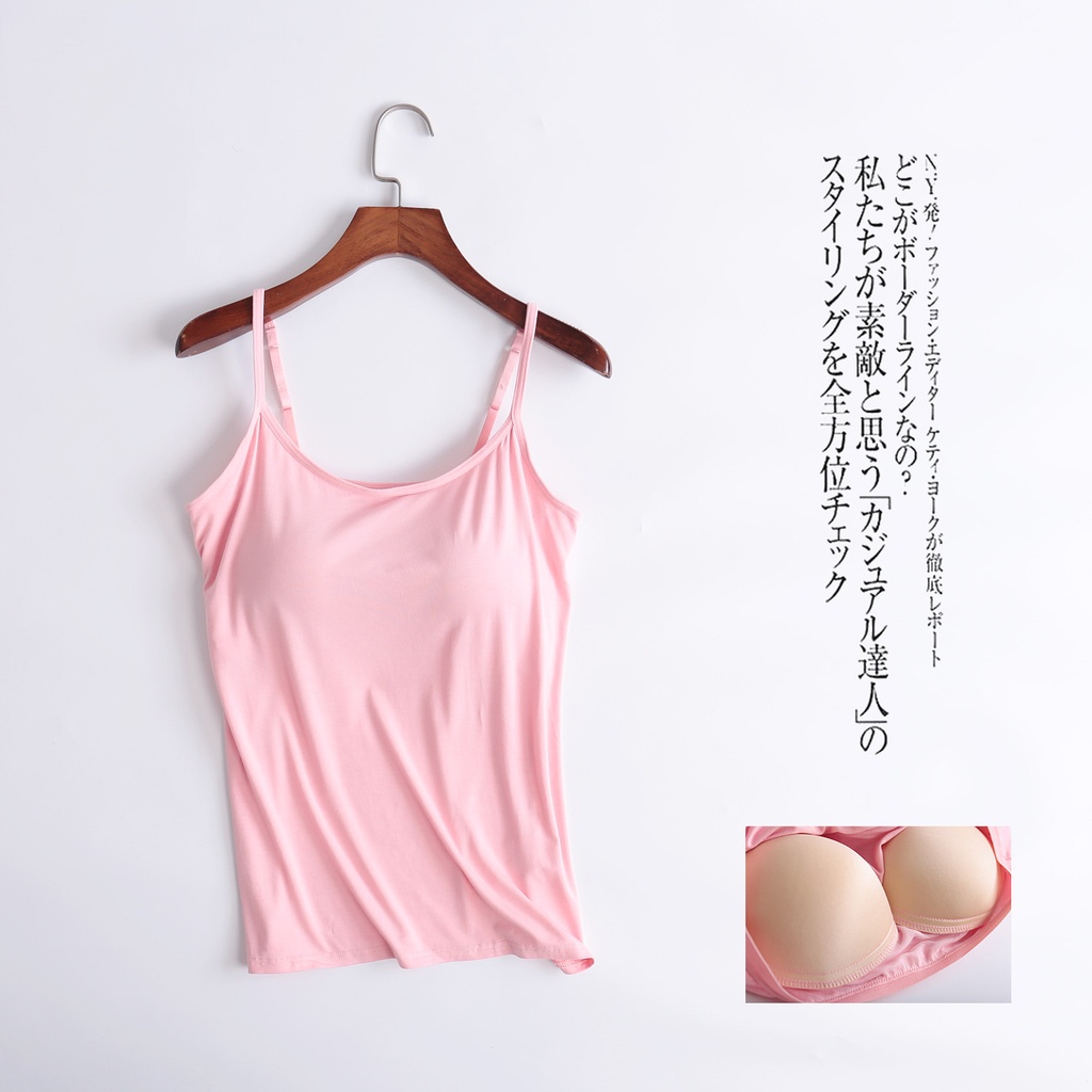 Modal Camisole Vest with Chest Pad Women's Non-steel Ring Bra-free Cup One-piece Yoga Sports Slim-fit Base Shirt