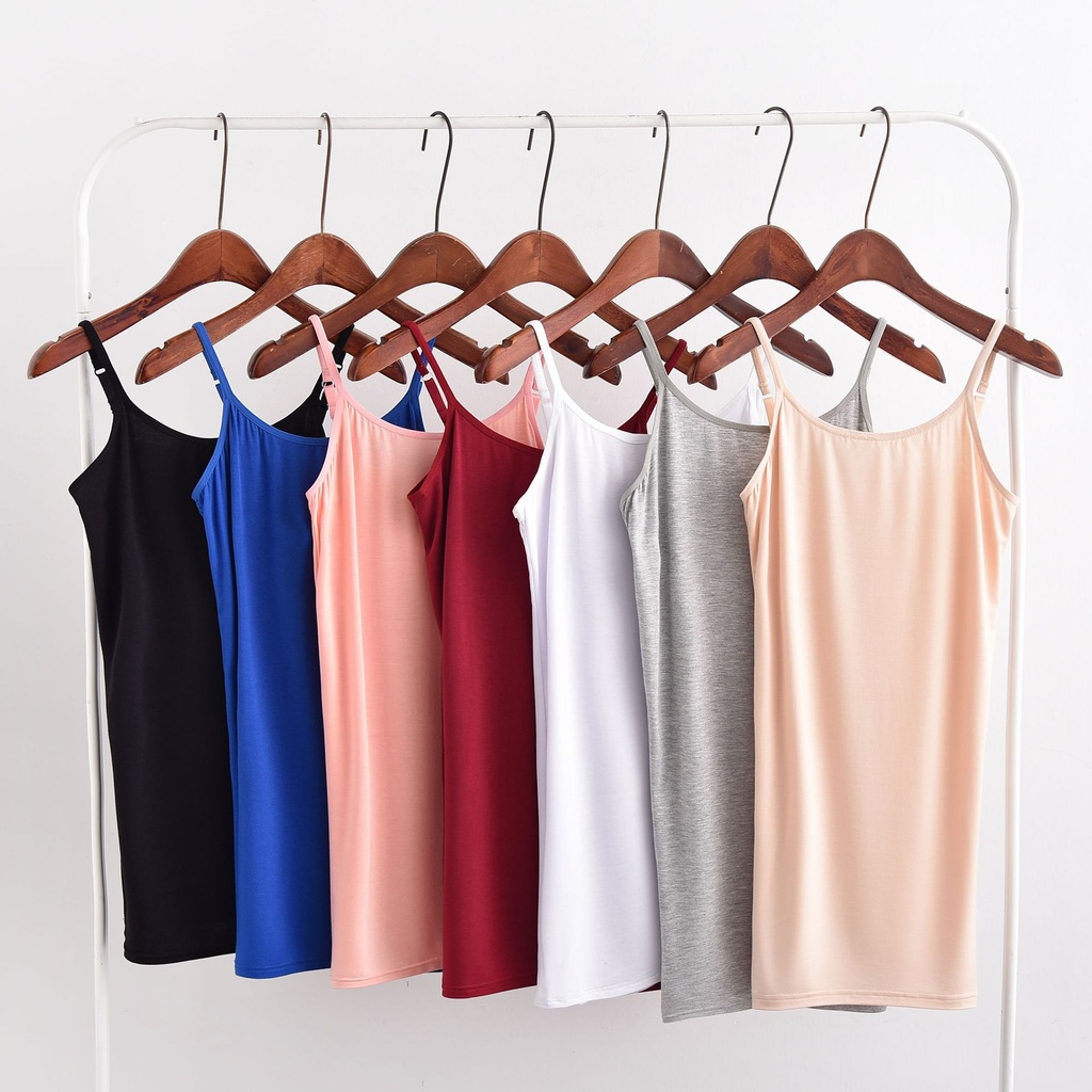 Modal Casual Loose Base Mid-length Camisole Women's Adjustable Shoulder Strap Backless Solid Color Elastic All-match