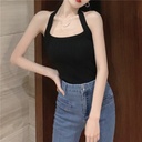 Vintage Hong Kong Style Neck Bow Design Vest Women's Outer Wearing Design Niche Summer Knitted Base Top