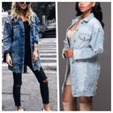denim coat Europe and the United States new top large size long denim trench coat women's fashion