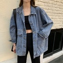 Denim Jacket Women's 2024 Spring and Autumn New Korean-style Loose BF All-match Student Harajuku Retro Long-sleeved Top for Women