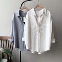 [Yan Shuang] Shirt Women's Cotton Suede 2024 Spring New Profile Long Sleeve Western Style Retro Shirt 5623
