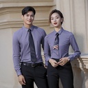 Grey Professional Shirt Women's Long-sleeved Shirt Men's Slim-fit Iron-free Bank Real Estate Work Clothes Factory Custom logo