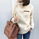 supply autumn new plush solid color pullover European and American women's fashion high collar sweater