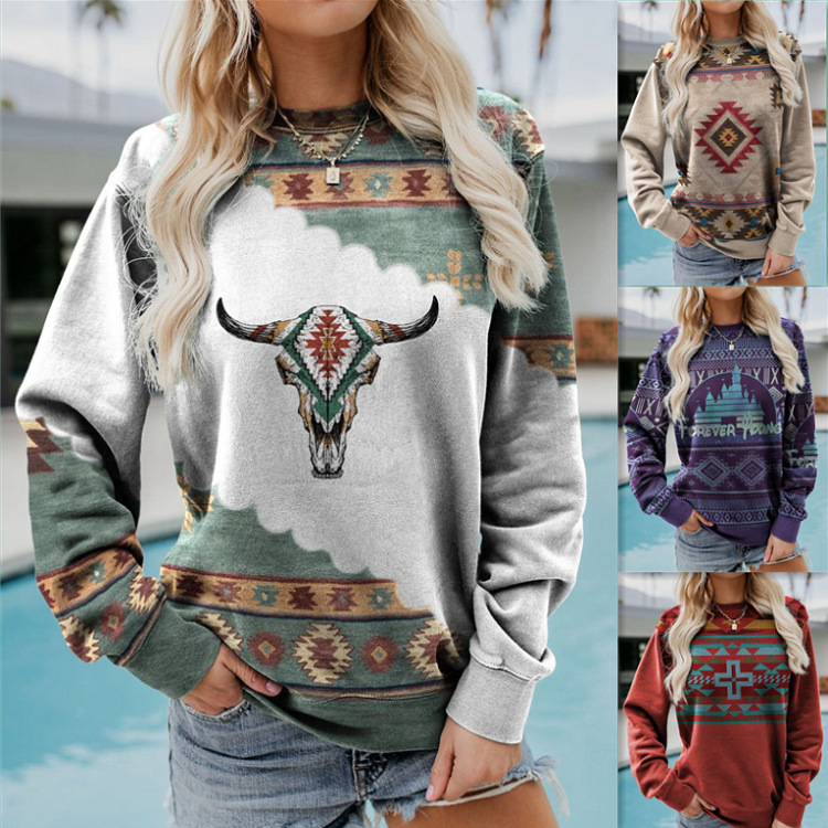 supply autumn and winter New Europe and the United States long sleeve round neck Western style sweater 6911