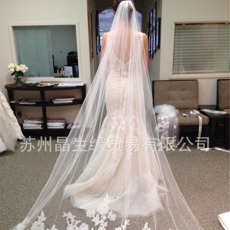 2016 Special Offer Romantic Lace Decal Soft Yarn Long 3 m Lace Bridal Veil Super Long Bridal Wedding Veil White