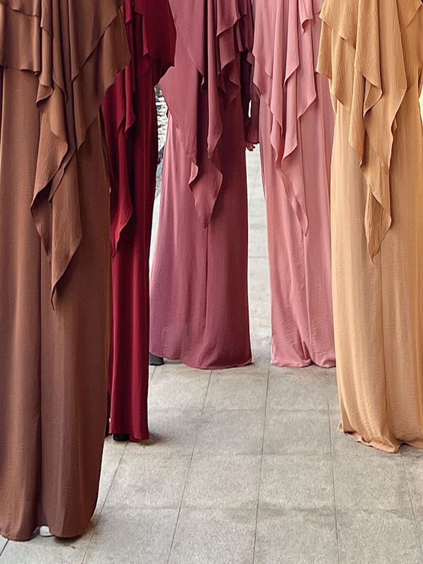 Women's Middle East Arabia Dubai Solid Color Turban Two-piece Dress 08