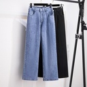 Super size women's 200/300kg denim pants high waist slim casual loose slim straight pants 3316