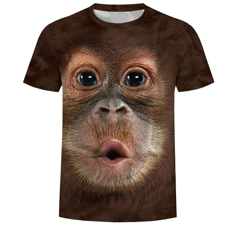 Factory direct popular fashion monkey orangutan men's T-shirt 3D digital printing short sleeve top