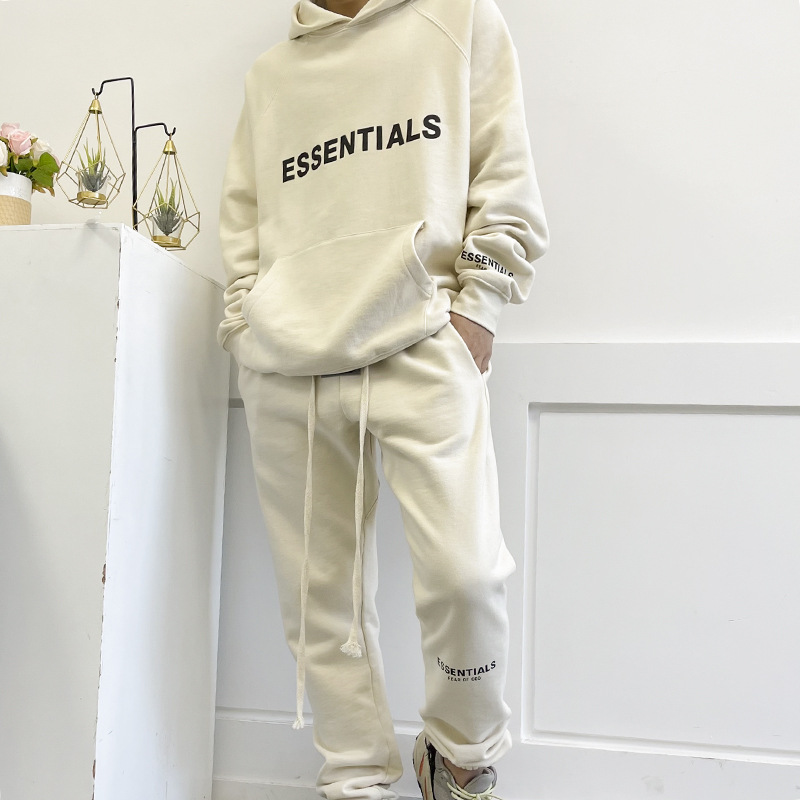 fog Set essentials Evergreen Youth Couple Loose Fleece Sweats with Casual Hooded Sweats