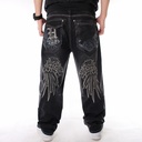 European and American Trendy Men's Hip Hop Jeans HIPHOP Street Dance Clothing Washed Loose Skateboard Pants Plus Large Size