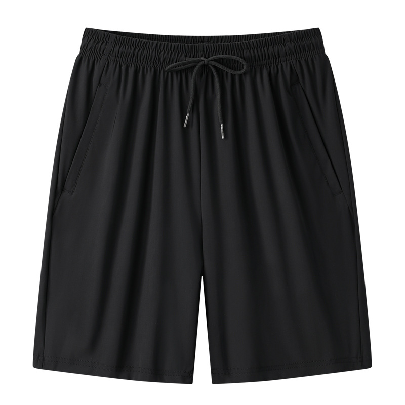 Men's High Elastic Ice Silk Shorts Large Size Plus Size Fat Plus Size Sports Pants Summer Thin Beach Pants with Zipper