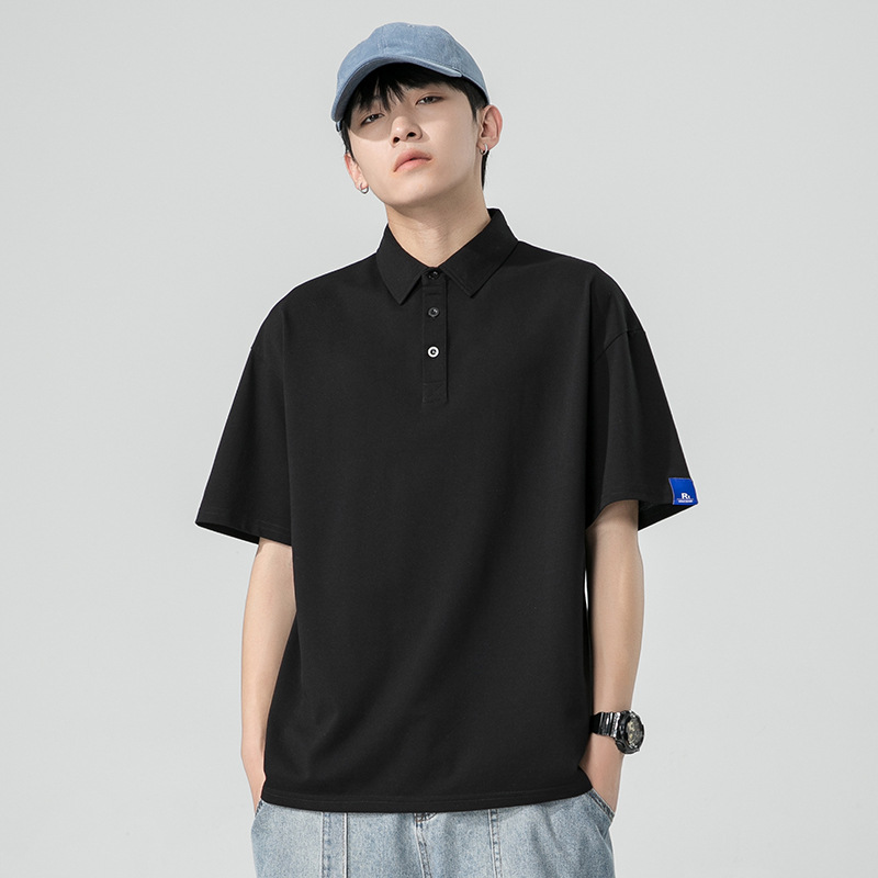Summer Solid Color Short-sleeved Polo Shirt Men's Business Work Clothes T-shirt Advertising Shirt Trendy Brand Men's Lapel T-shirt Men's Clothing