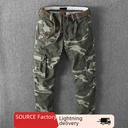 2024 American overalls men's casual pants fashion camouflage sports trend casual pants straight pants wholesale