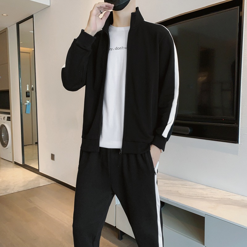 2024 New Spring and Autumn Suit Men's Casual Sports Suit Men's Cardigan Sweater Sweater Pants Two-piece Set