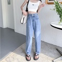 Design Sense High Waist Jeans Women's Spring and Autumn Straight Pants 2024 Large Size Chubby Girl Loose Dipped Wide Leg Pants