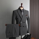 Double Row Suit Men's Dress Business Casual Fashion Korean Slim-fit Large Size Banquet Wedding Small Suit for Men