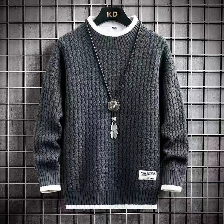 Half Turtleneck Sweater Men's Autumn and Winter New Knitwear Sweater Junior Handsome Twist Base Shirt Winter Clothing