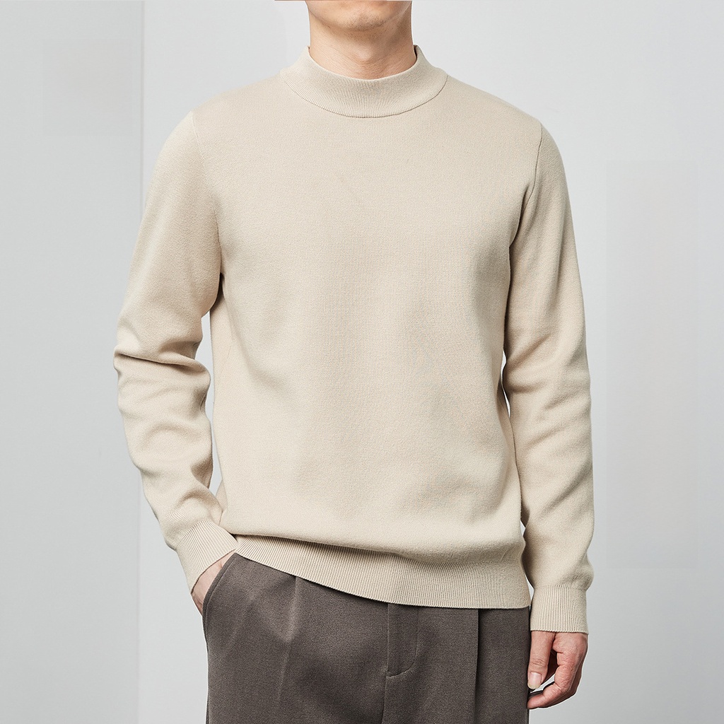 Maimaike Half-turtleneck Sweater Men's Autumn and Winter All-match Sweater Simple Solid Color Basic Men's Sweater 20006