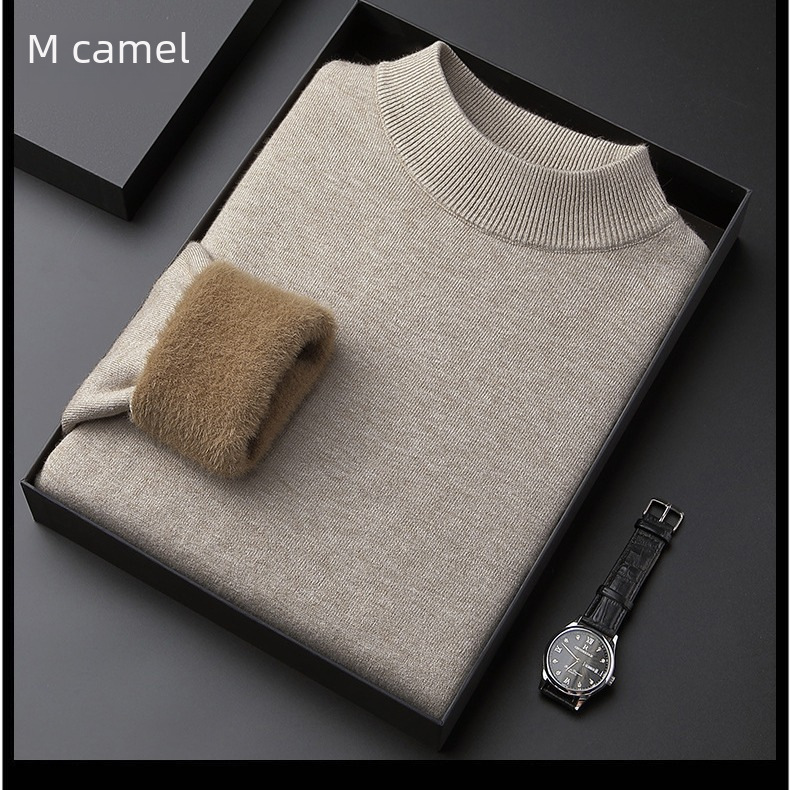 Men's plus velvet padded sweater round neck bottoming shirt jacket men's one-piece velvet sweater solid color a generation of hair