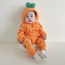 ins Korean version of baby autumn and winter plus velvet hoodie baby climbing clothes cute baby go-out jumpsuit thick