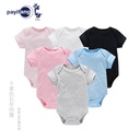 wholesale baby plain khaki newborn clothes 0-1 year old solid color jumpsuit for boys and girls short climbing summer