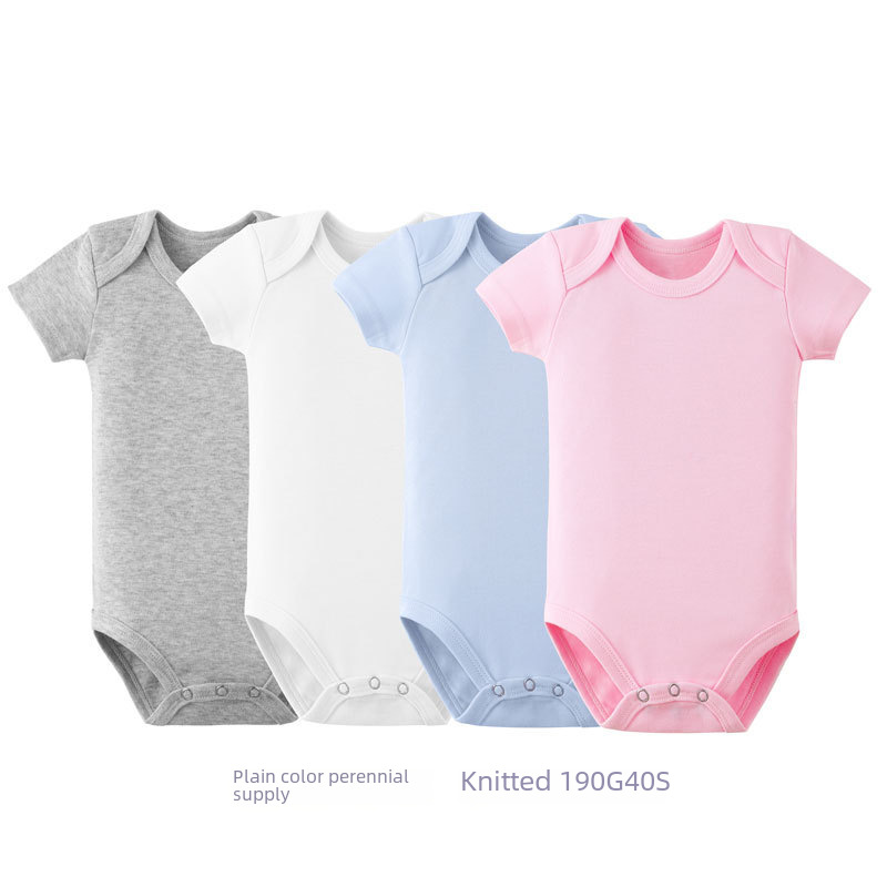 Baby Solid Color Short-sleeved Triangle Clothes Children's Cotton One-piece Clothes Envelope Collar Newborn Bag Fart Clothes