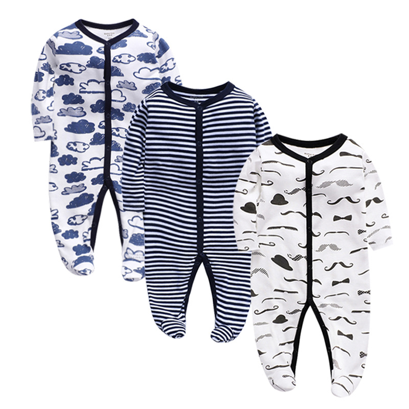 Factory wholesale baby jumpsuit foot-wrapped climbing suit newborn jumpsuit autumn and winter pajamas baby clothes