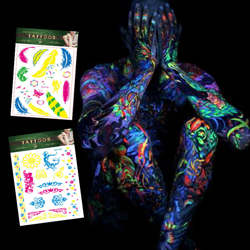 New Creative Fluorescent Flower Arm Tattoo Face Sticker Waterproof Feather Tattoo Arm Tattoo Sticker Spot