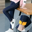 Children's Wear Winter New Thickened Large and Large Girls' Imitation Jeans Fashionable Korean Style Velvet Children's Small Foot Mouth Children's Pants