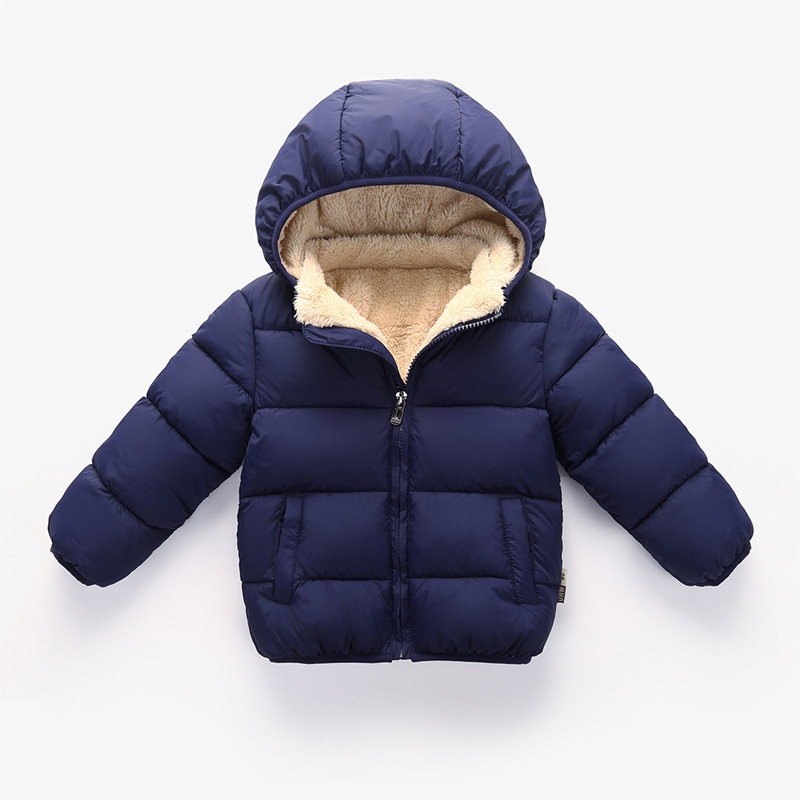 Factory direct children's down cotton-padded jacket winter clothing plus velvet for boys and girls baby children's clothing thick coat children's cotton-padded jacket