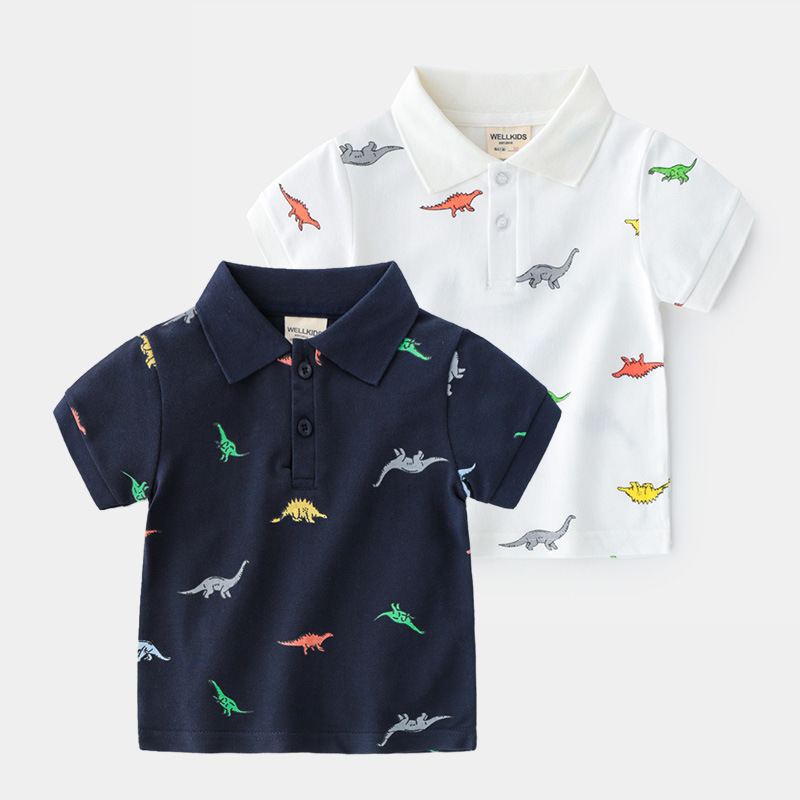 Summer Boys' Cartoon Short-sleeved Polo Shirt Fashion Casual Trendy Children's T-Shirt Moisture-wicking Cotton Short-sleeved Shirt