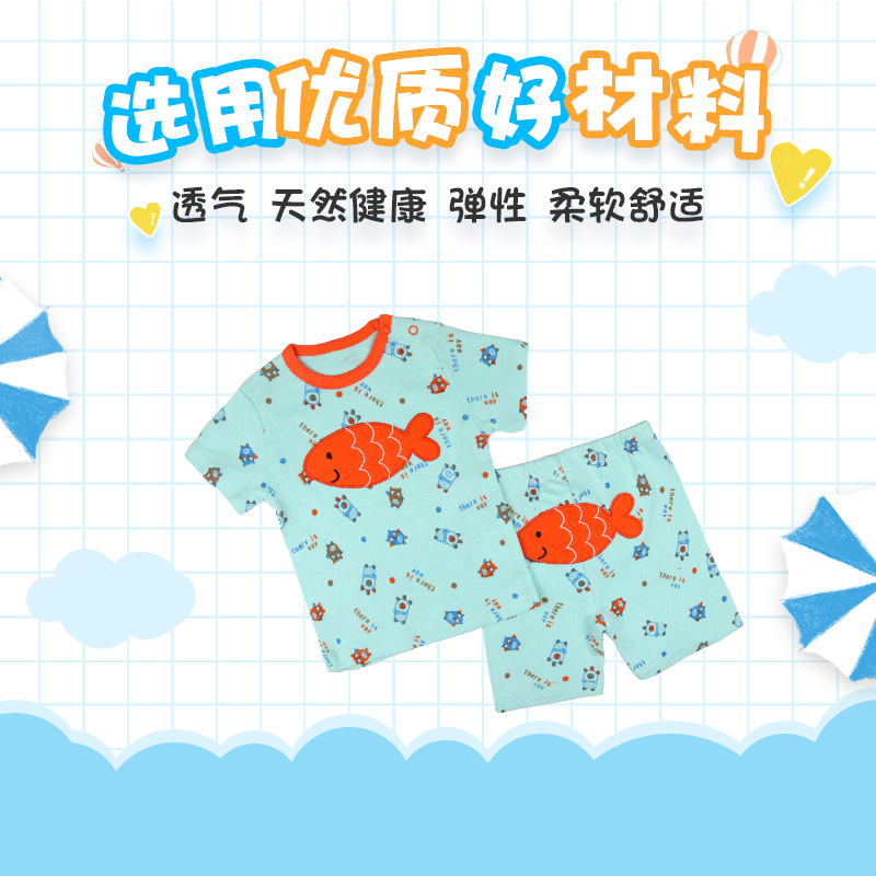suit factory wholesale cotton printed T-shirt shorts two-piece set spring and summer baby jumpsuit baby clothes