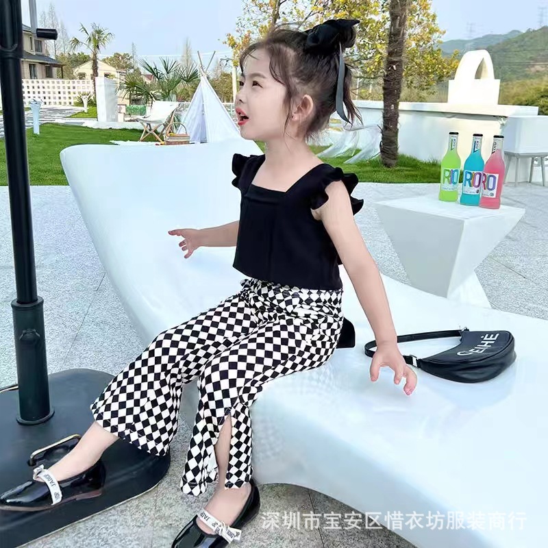 Qingkai children's clothing girls summer New Princess backless suit women's baby Net red two-piece factory wholesale