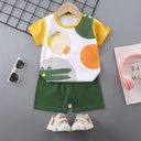 Children's short-sleeved suit Cotton Girls' summer clothes boys' T-shirt baby baby clothes Korean style children's clothing