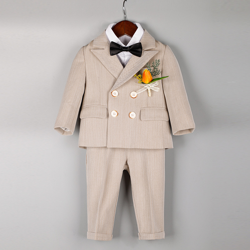 Boys' Suit Baby's Birthday Celebration Dress Boy's Korean-style Double-breasted Wedding Flower Girl's Suit