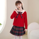 Girls' Autumn Suit New Style Fashionable Sweater and Skirt Set for Middle School Children's College Style JK Uniform Two-piece Set