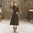 New girls' autumn suit big children's plaid dress suit Korean style two-piece suspender skirt