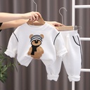 New Children's Suit Baby Air Cotton Spring and Autumn Cartoon Long Sleeve Sweatshirt Korean Casual Suit